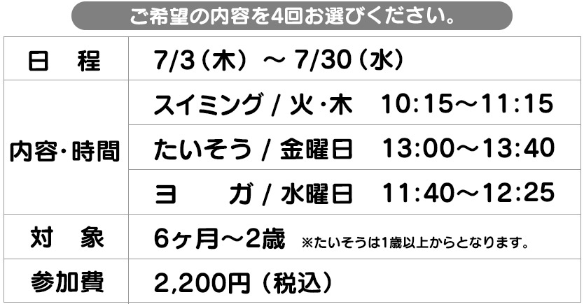 親子教室 4回体験